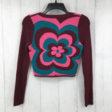 R44 M/L flower crop l/s sweater