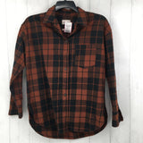 S l/s plaid oversized button shirt