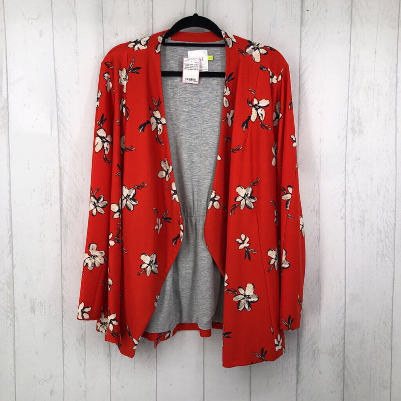 2x l/s drape flower print belt cardigan