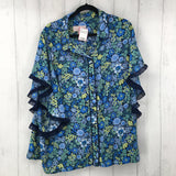 2x flower print button shirt