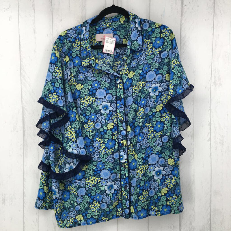 2x flower print button shirt