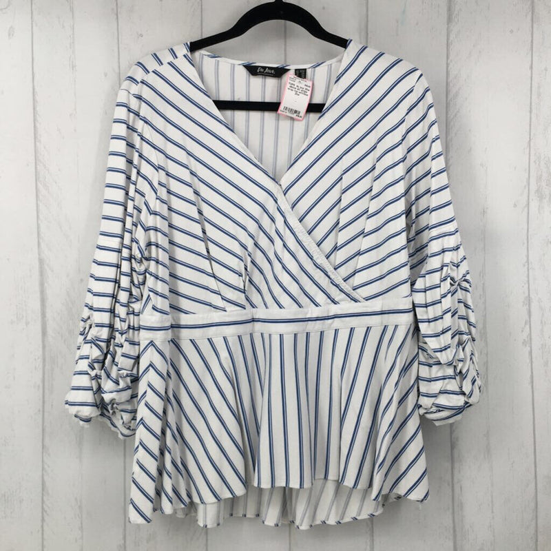 20w elbow slv stripe wrap top