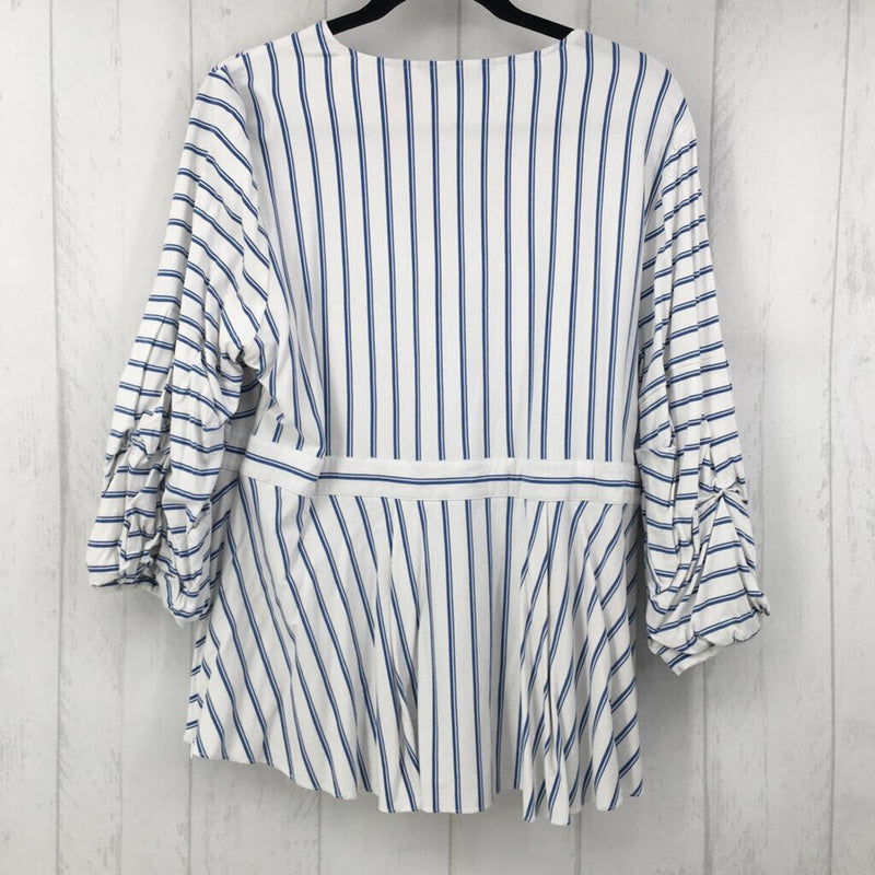 20w elbow slv stripe wrap top