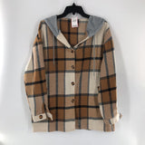 M Plaid hooded shacket