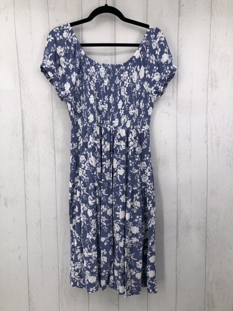 1X Smocked flo print dress