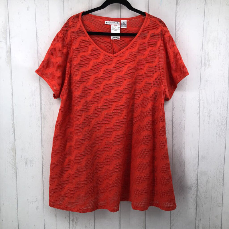 2X Mesh v-neck s/s top