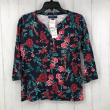 PS Quarter button down flo print top