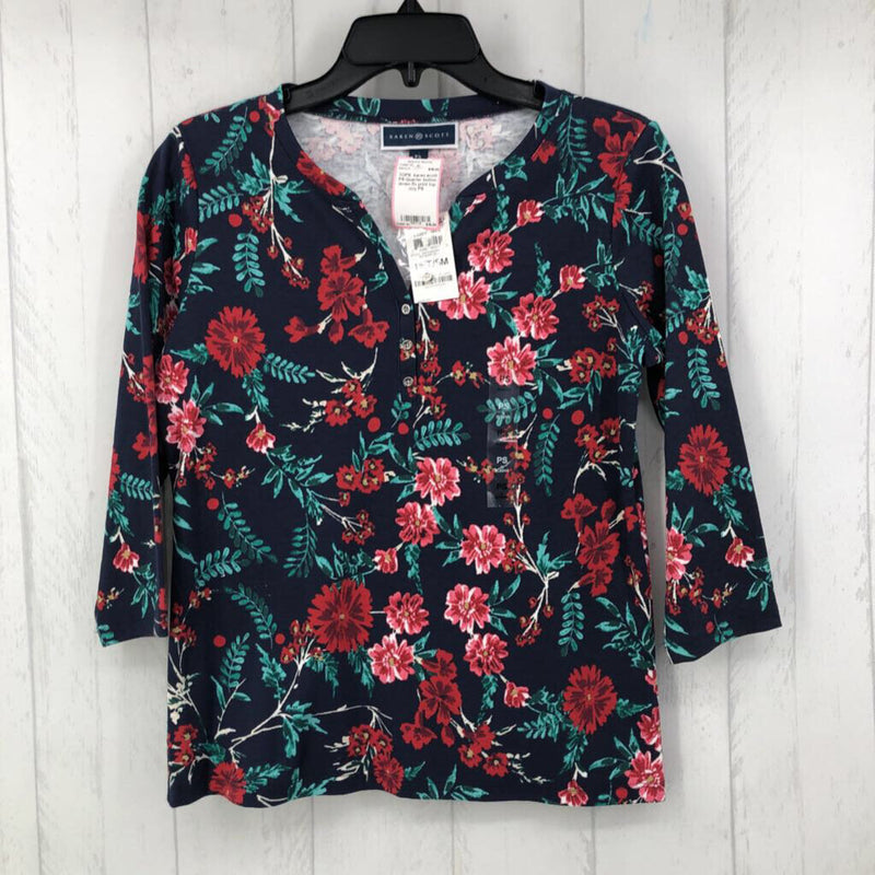 PS Quarter button down flo print top