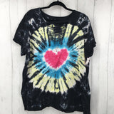 3 s/s heart tie-dye top