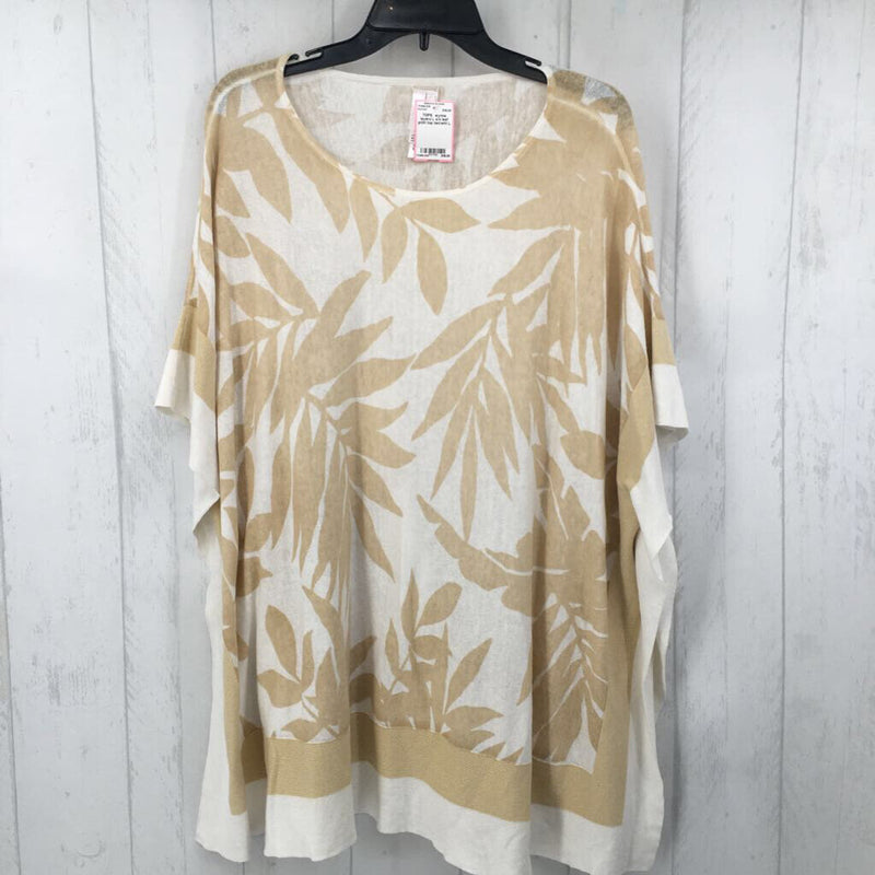 L s/s leaf print top