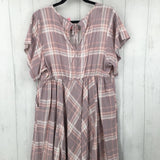 3 s/s plaid pocket dress