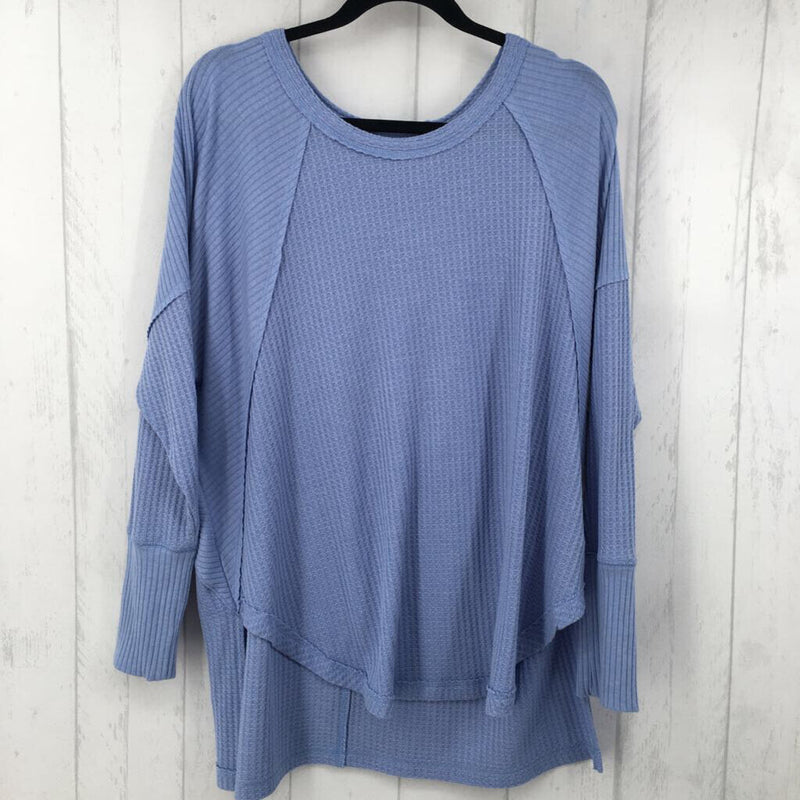 2x waffle knit l/s top