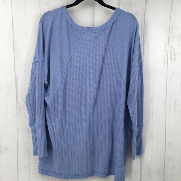 2x waffle knit l/s top