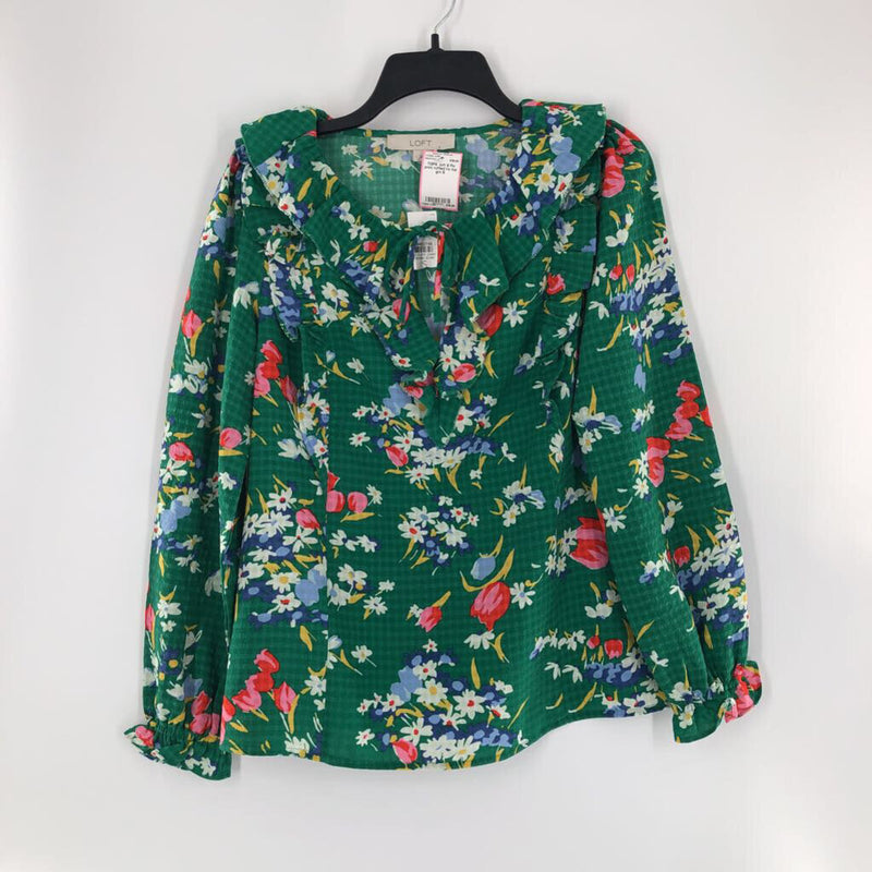 S Flo print ruffled l/s top