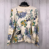 L Printed button down cardi