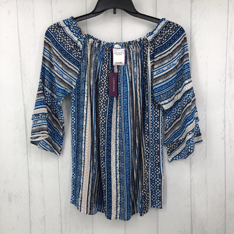 10 Printed ruffle slv top