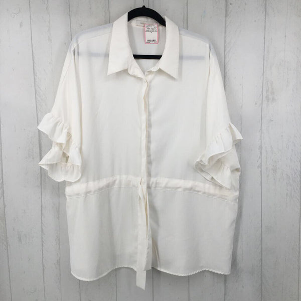 1x ruffle hem s/s button shirt