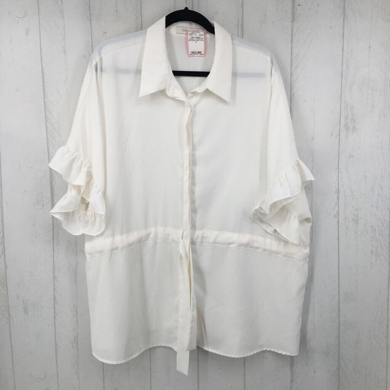 1x ruffle hem s/s button shirt