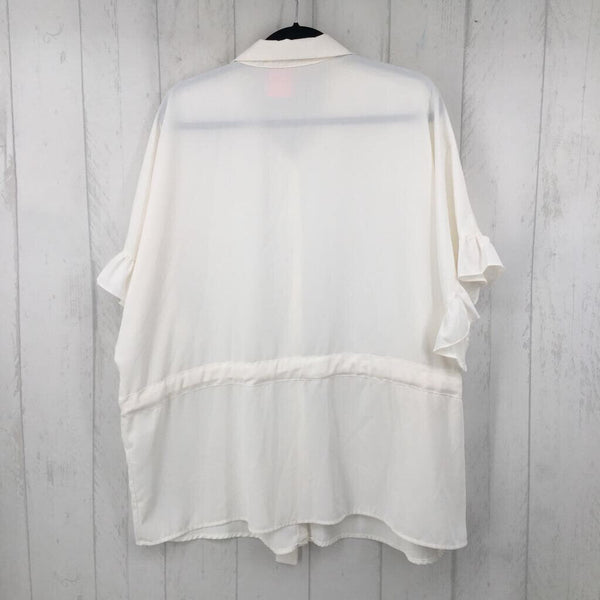 1x ruffle hem s/s button shirt