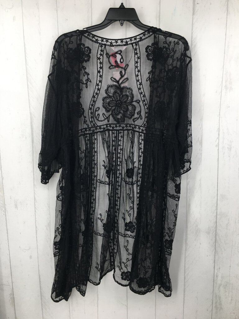 R36 OS s/s mesh lace kimono