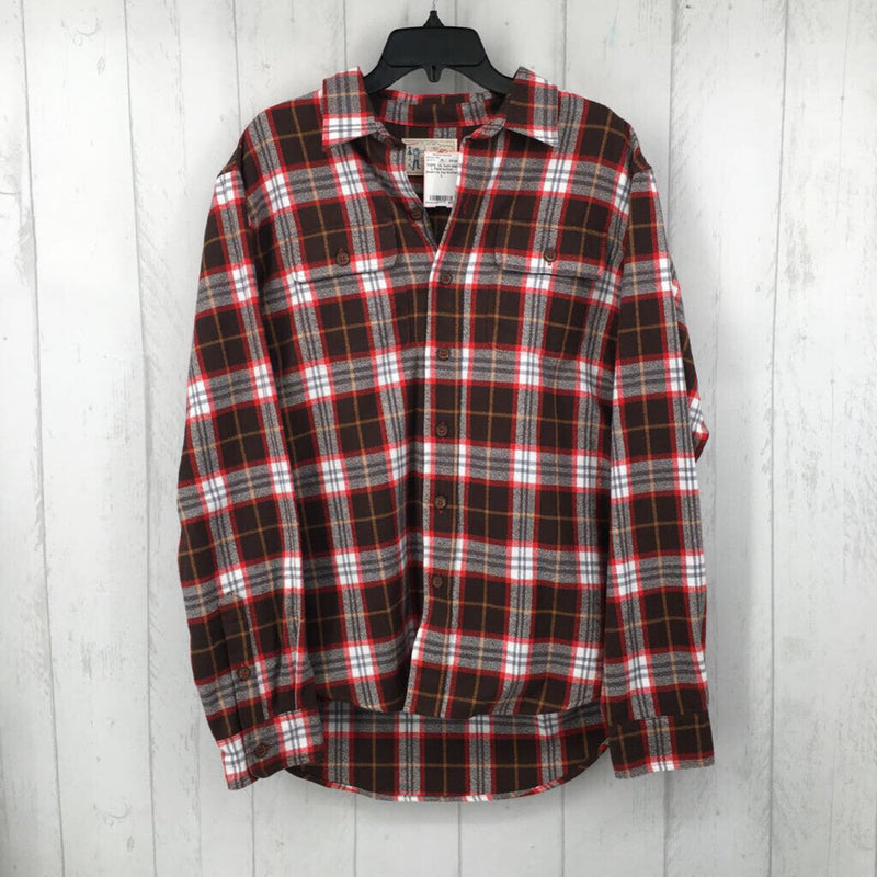 L Plaid button down l/s top