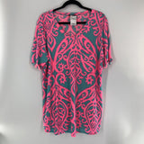 3X Printed v-neck s/s top