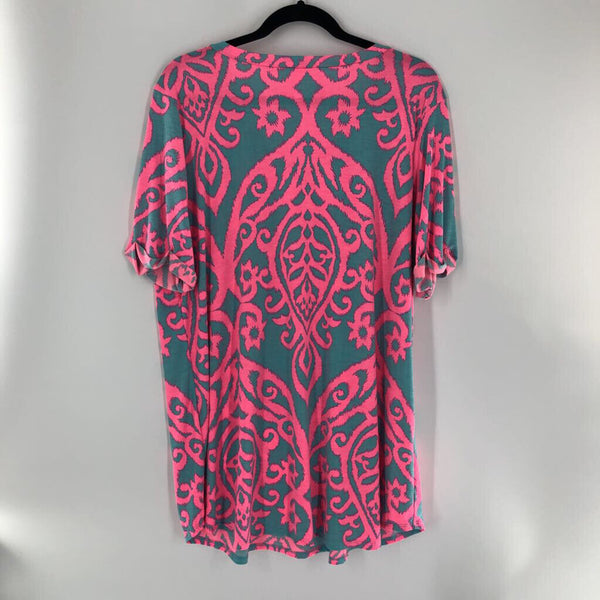 3X Printed v-neck s/s top