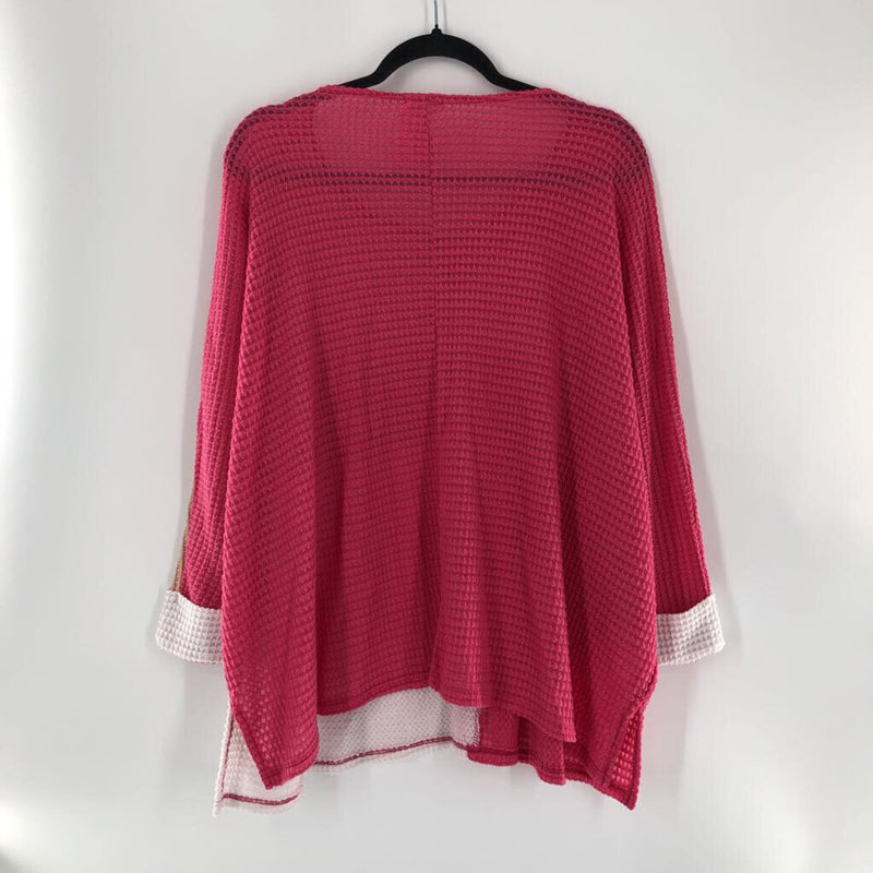 3X Waffle knit colorblock top