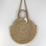 round straw shoulder bag