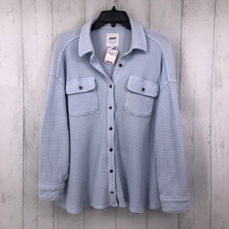 S l/s waffle button shirt