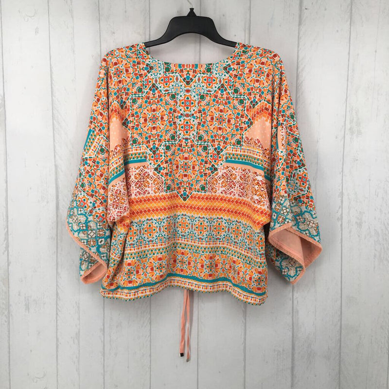 2P (LP) Printed zip-up dolman slv top