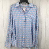 L Plaid button down l/s top