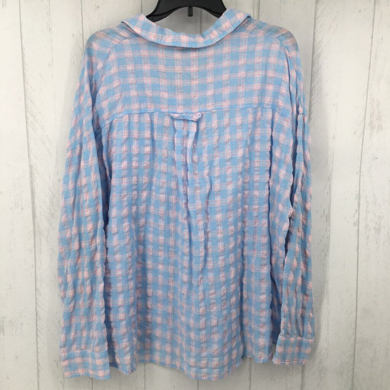 L Plaid button down l/s top