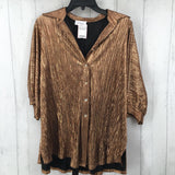 XS Metallic button down top