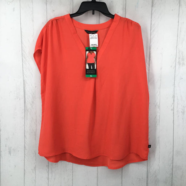 XL V-neck cap slv top