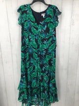 R89 16 Leaf print ruffled dress