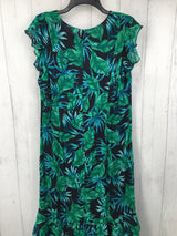 R89 16 Leaf print ruffled dress