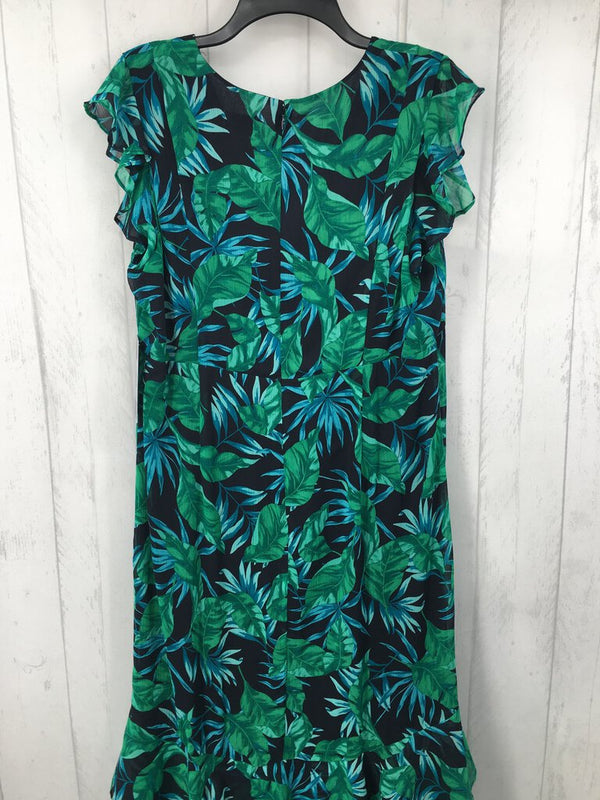 R89 16 Leaf print ruffled dress