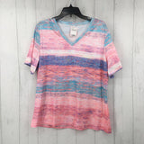 2XL Striped v-neck s/s tee