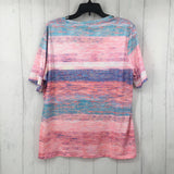 2XL Striped v-neck s/s tee