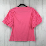 XXL Ribbed top w eyelet slv