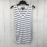 M V-neck striped ruched side tank