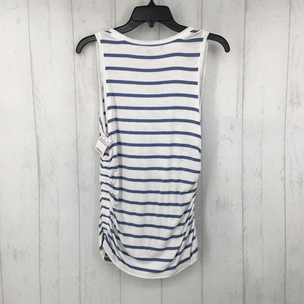 M V-neck striped ruched side tank