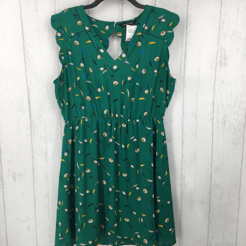 XL scallop s/s flower print dress