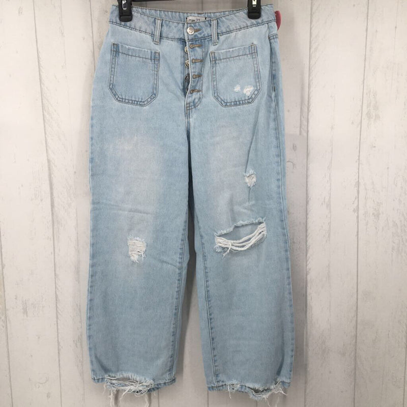 8 wide leg distressed jeans