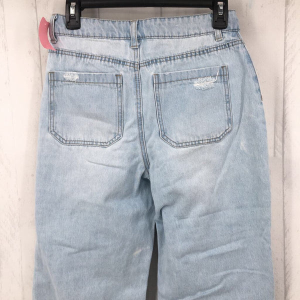 8 wide leg distressed jeans