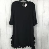 M s/s pleated ruffle hem dress