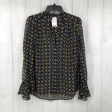 S l/s print sheer button shirt