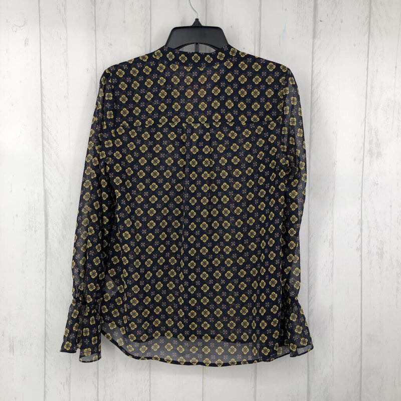 S l/s print sheer button shirt