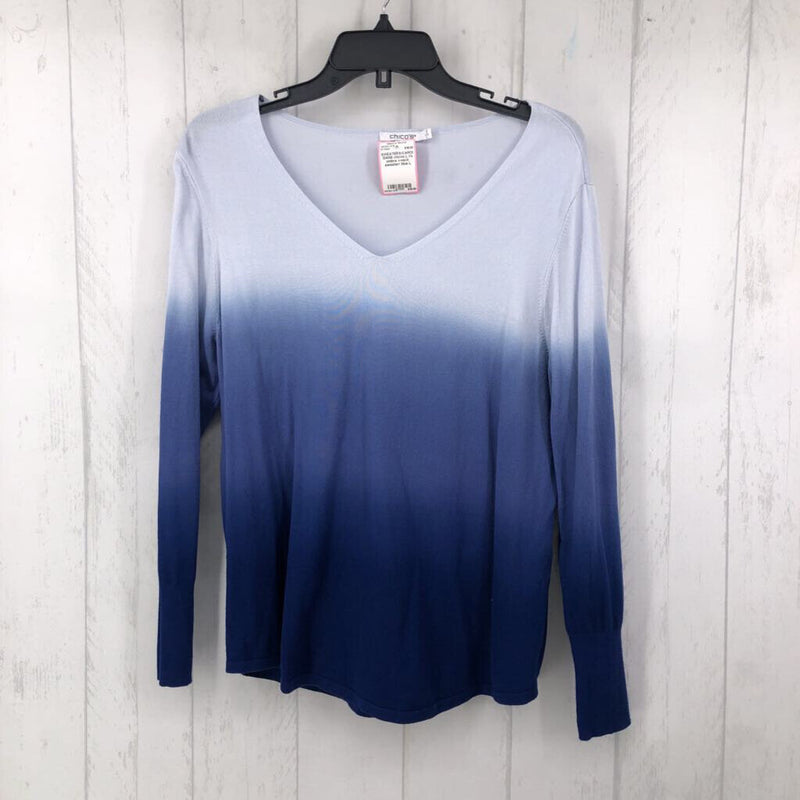 L l/s ombre v-neck sweaterr